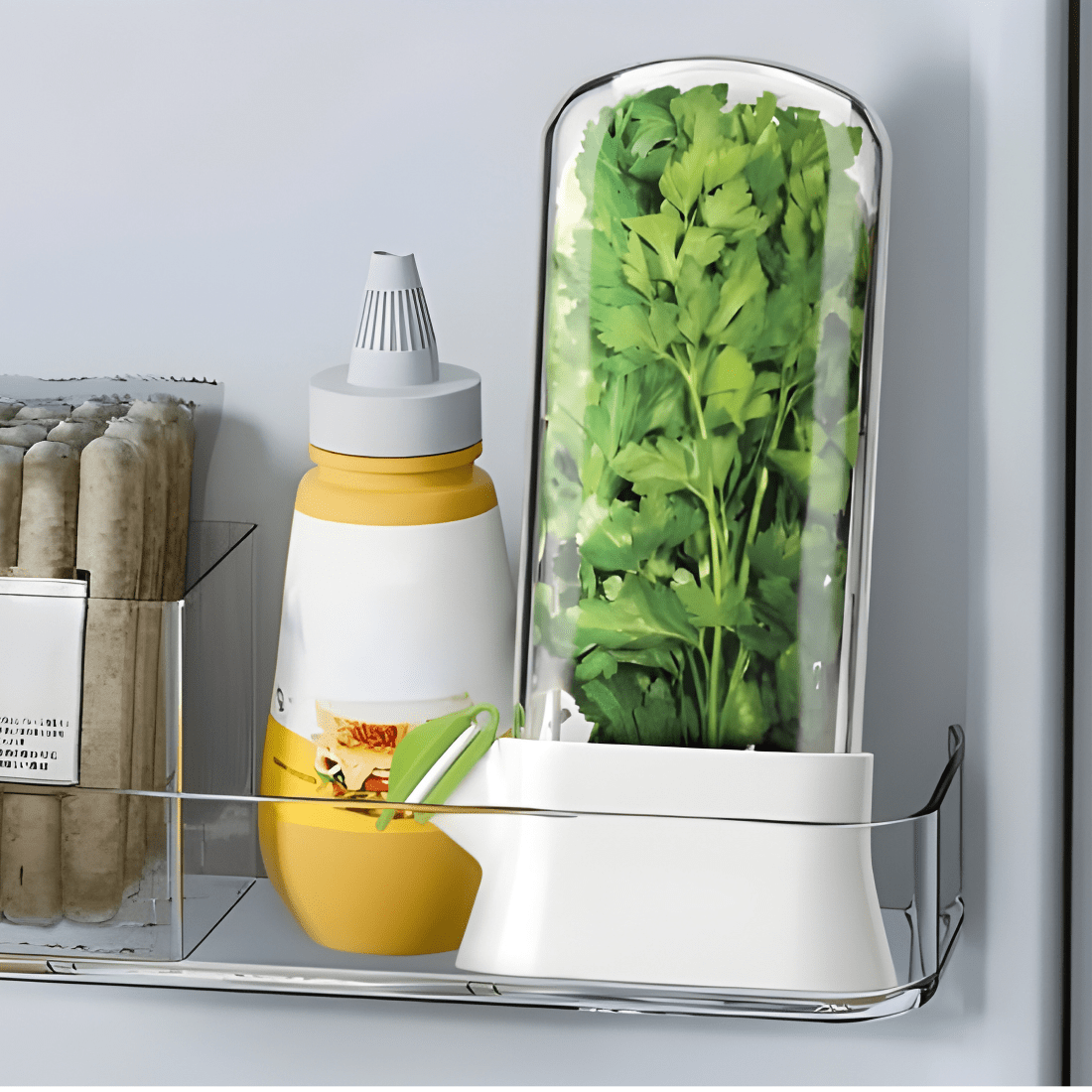 Airtight Transparent Herb Storage Box with Water Reservoir