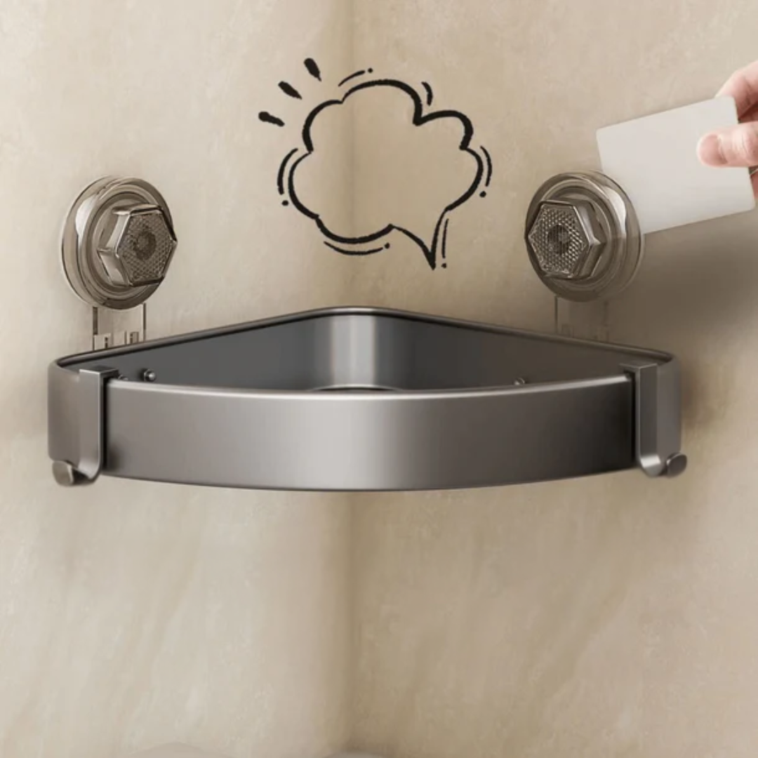 Bathroom Wall Mounted Corner Storage Rack Organizer With Hooks