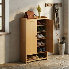 Entryway Wooden Shoe Cabinet with Doors