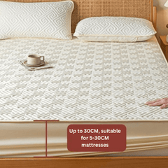 Feather Touch Quilted Bed Sheets With 2-Pillow Covers (Off-White)