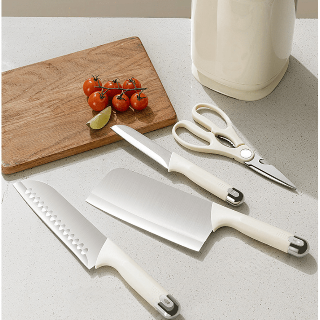 Ergonomic Stainless Steel Kitchen Knife Set with Holder