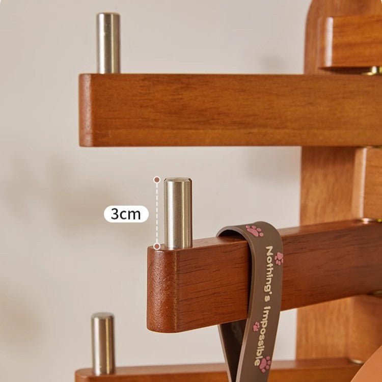5-Arm Foldable Solid Wood Wall Hook Hanger Rack