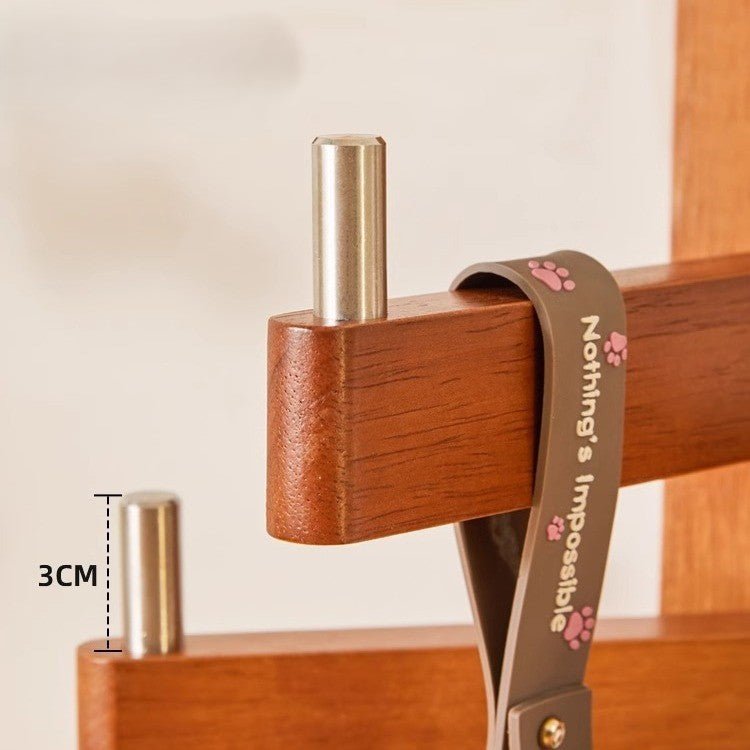 5-Arm Foldable Solid Wood Wall Hook Hanger Rack