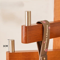 5-Arm Foldable Solid Wood Wall Hook Hanger Rack