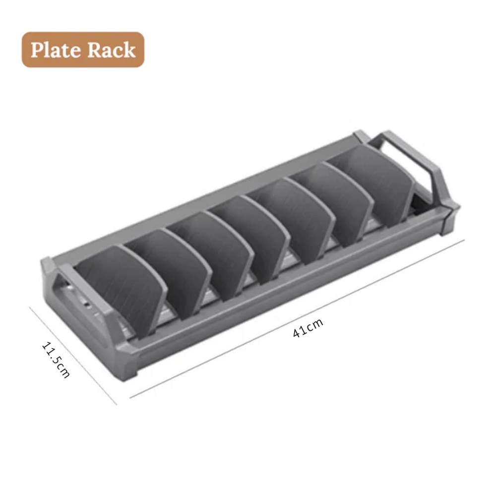 Adjustable Kitchen Drawer Dish Drying Rack with Drain Tray
