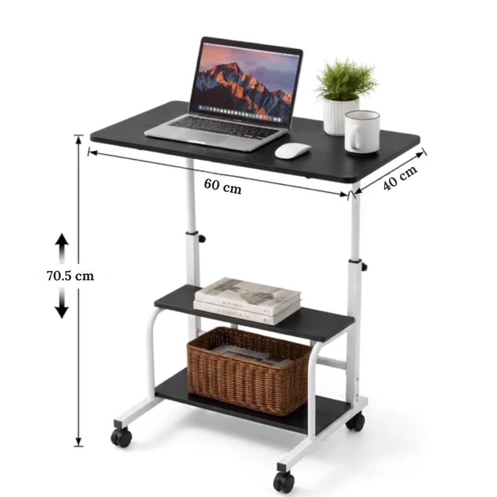 Adjustable Bedside Workstation with Storage Shelves