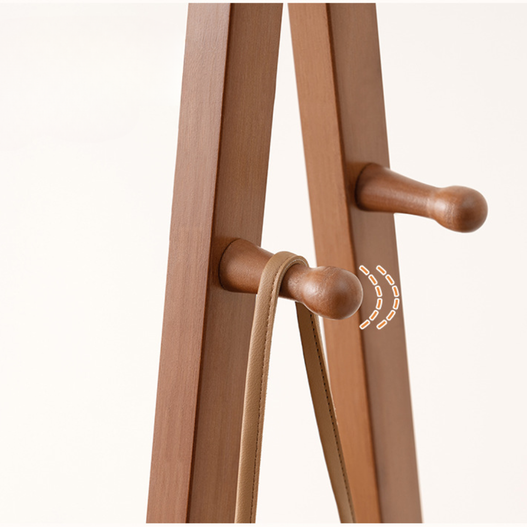 Foldable Bamboo Floor Standing Clothes Rack With Storage Shelves