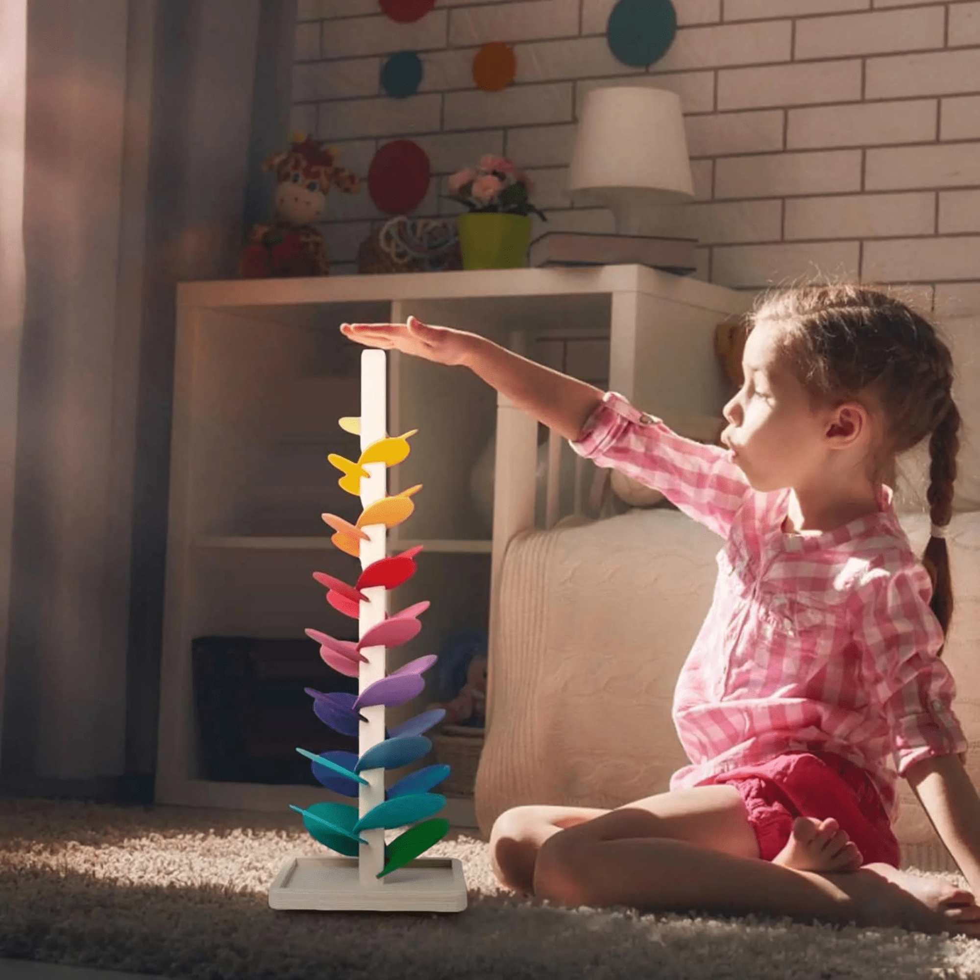 Colorful Wooden Musical Tree Tower Toy for Kids with Marble Run Track