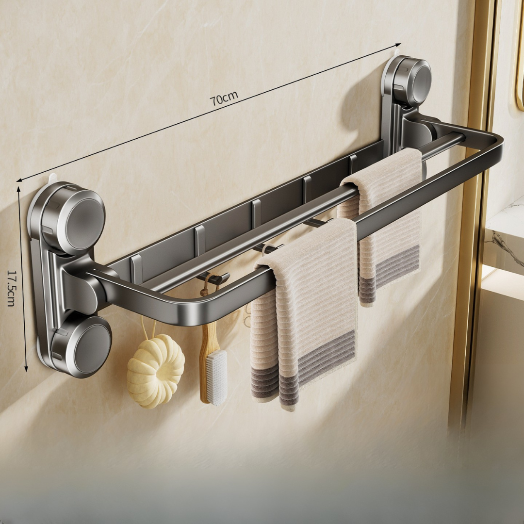 Foldable 90° Suction Cup Bathroom Aluminium Towel Holder