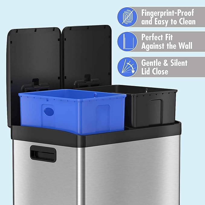 Dual Step Stainless Steel Trash Can (18L)
