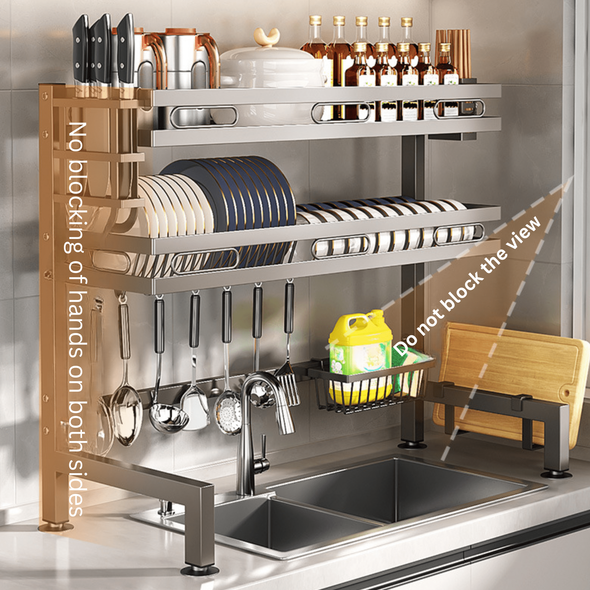 Double Layer Multi-Functional Iron Dish Drying Rack