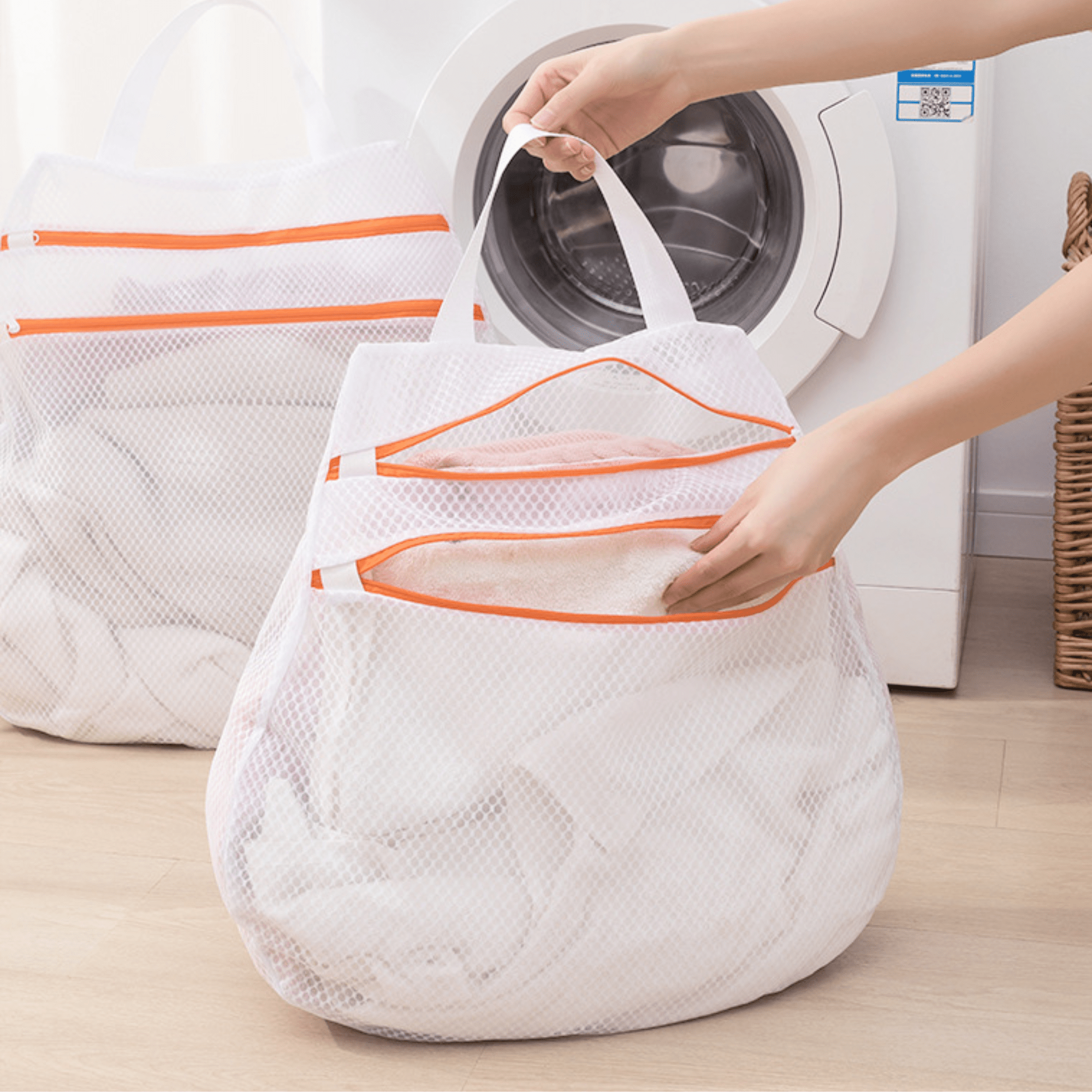 Durable Polyester Laundry Bag with Double Zipper Closure(Set of 3)