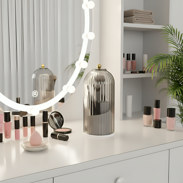 Dustproof Makeup Brush Holder with Visible Compartment