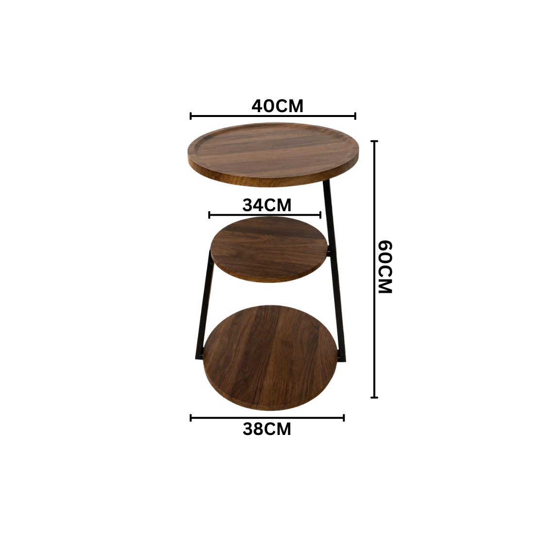 3-Tier Minimalist Round Wood Side Table