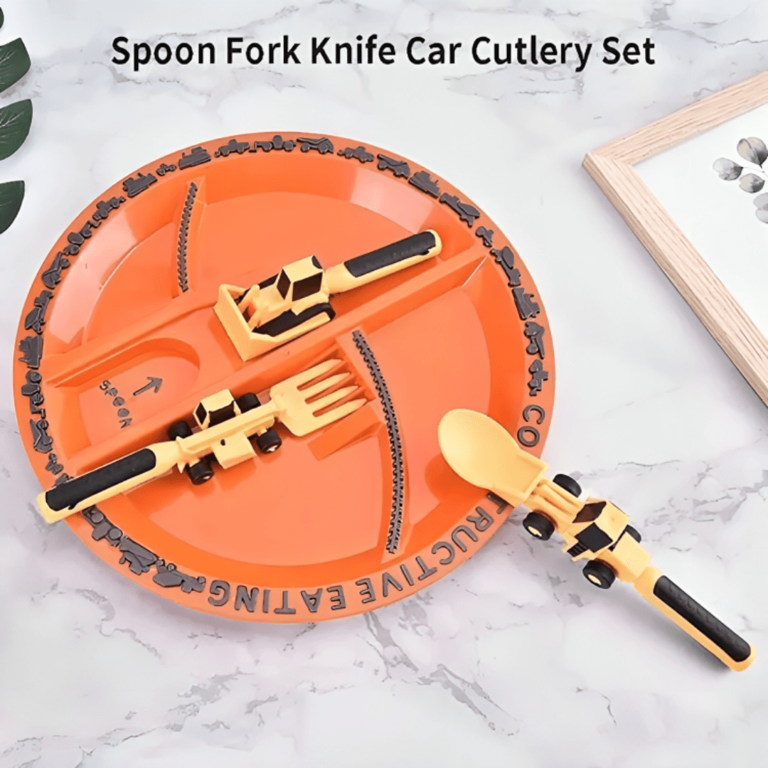 Construction Theme Mealtime Plate and Utensil Set