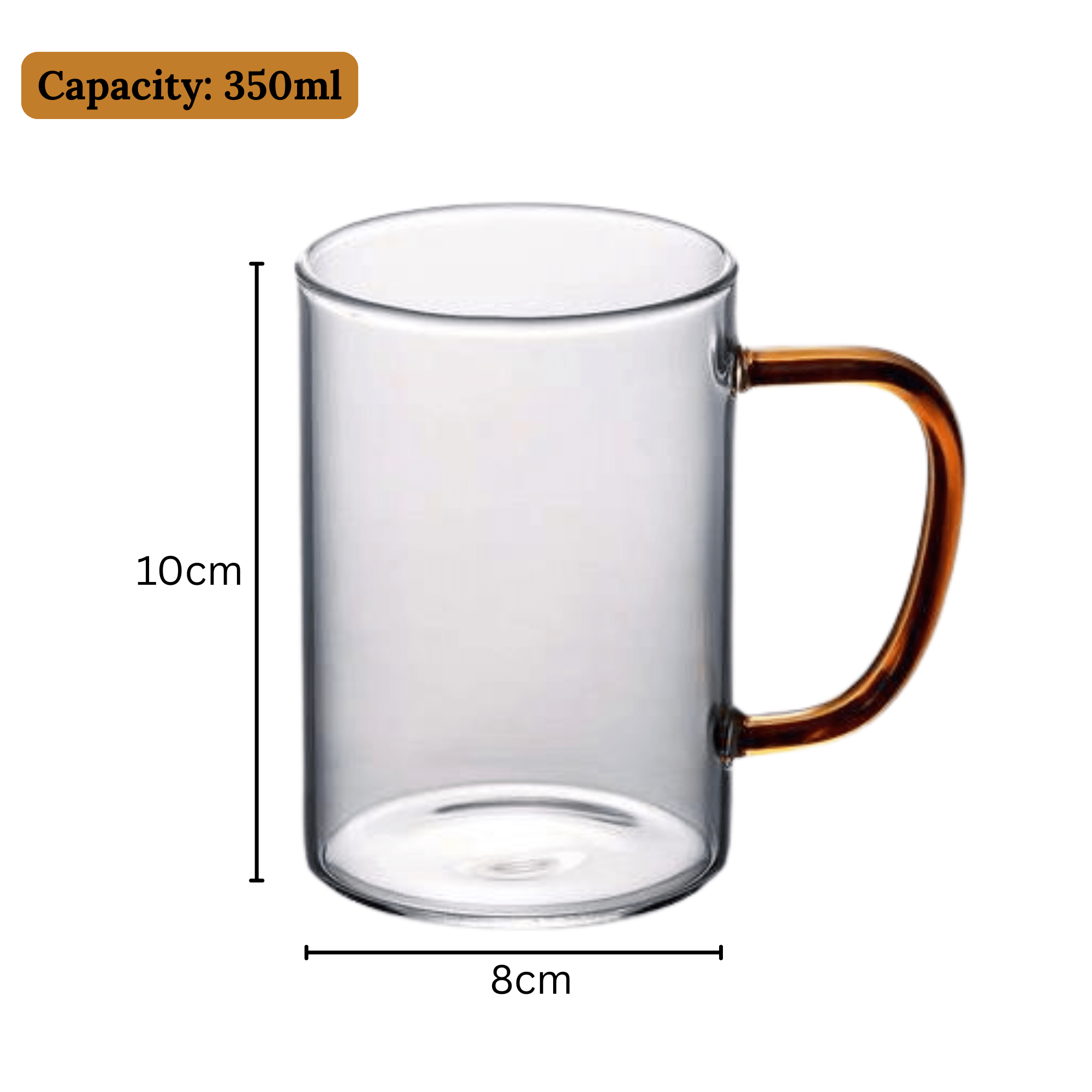 350ml Transparent Borosilicate Glass Mug with Handle
