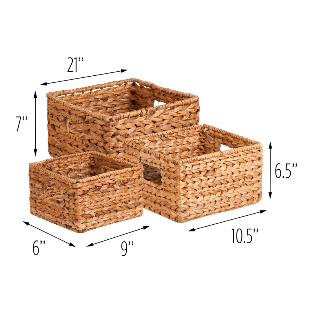 Eco-Friendly Hyacinth Storage Baskets Set of 3