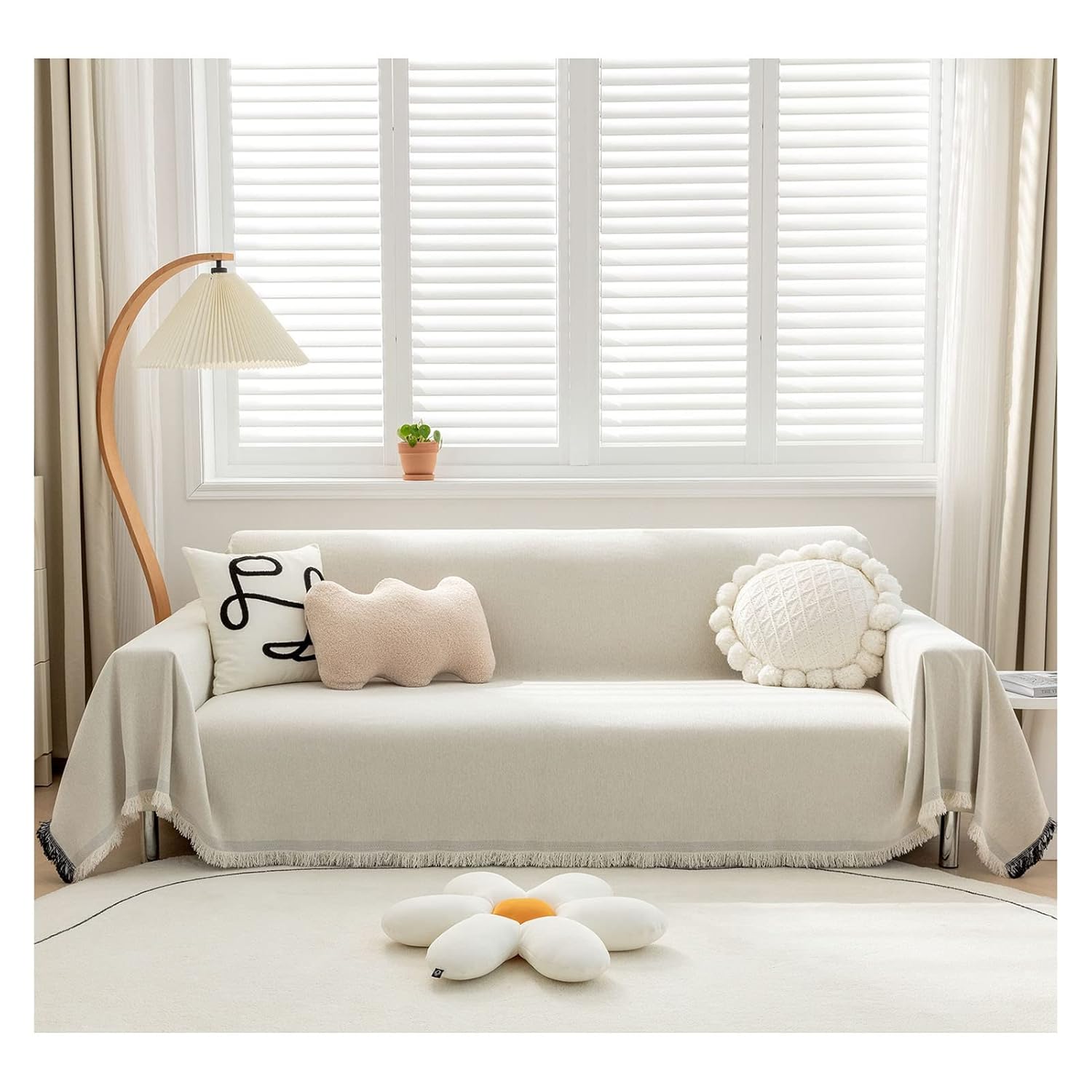 Elegance Chenille Sofa Cover : EM-SC-04 (Beige)