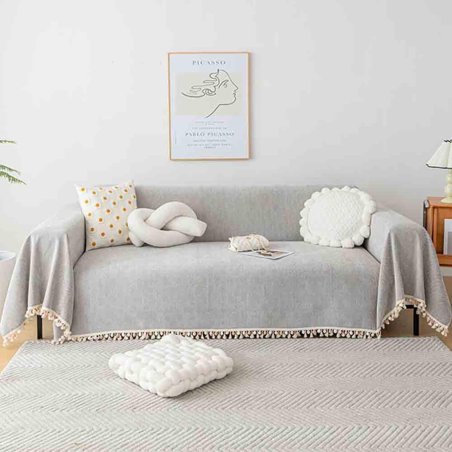 Elegance Chenille Sofa Cover : EM-SC-31 (Light Grey)