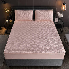 Feather Touch Quilted Bed Sheets With 2-Pillow Covers (Pink)