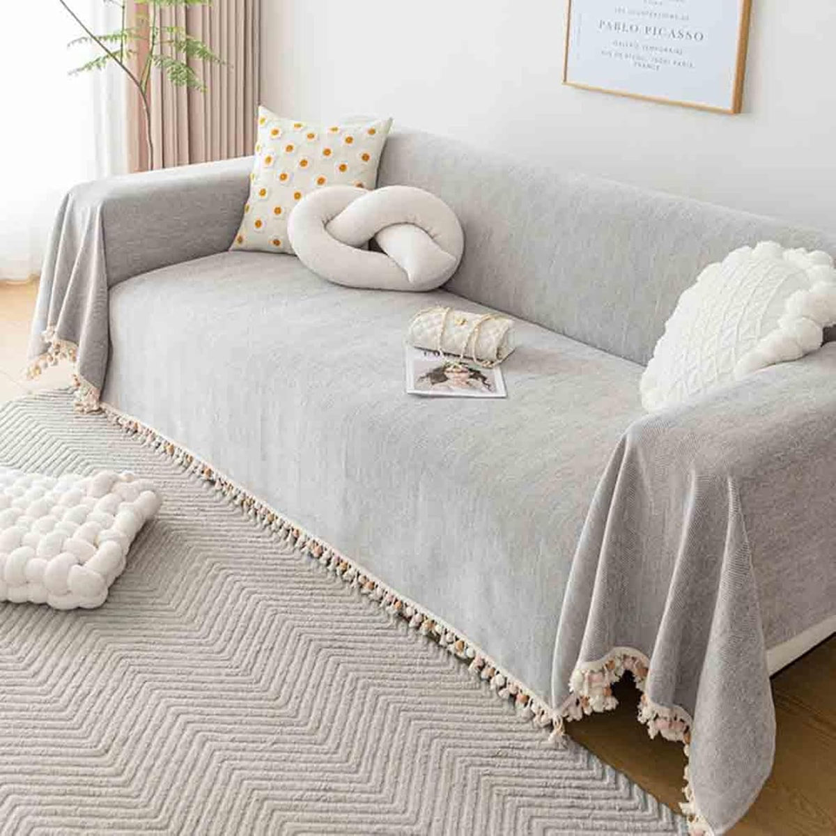 Elegance Chenille Sofa Cover : EM-SC-31 (Light Grey)
