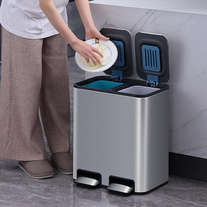 Dual Step Stainless Steel Trash Can (18L)
