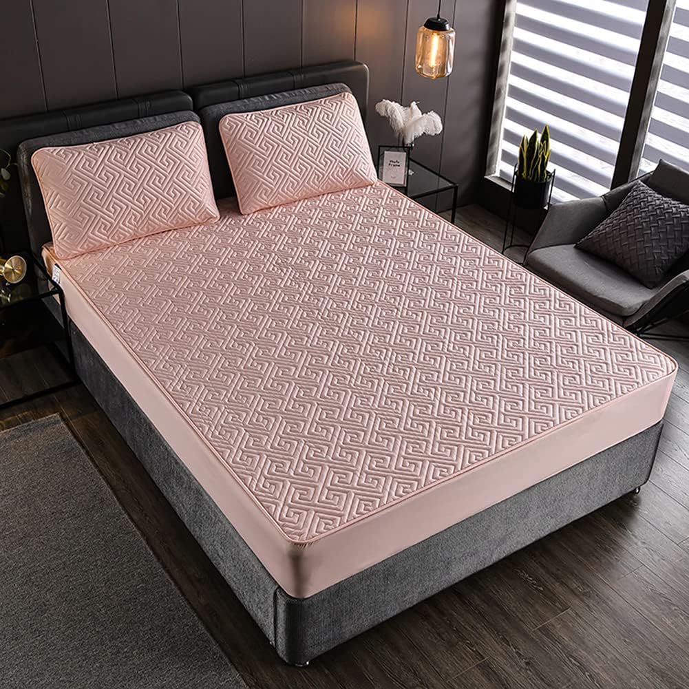 Feather Touch Quilted Bed Sheets With 2-Pillow Covers (Pink)