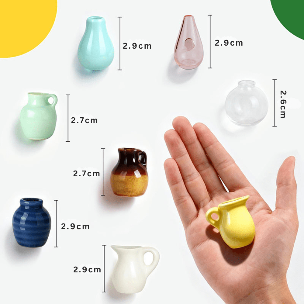 Cute 8 Mini Ceramic Vase Decorative Fridge Magnets