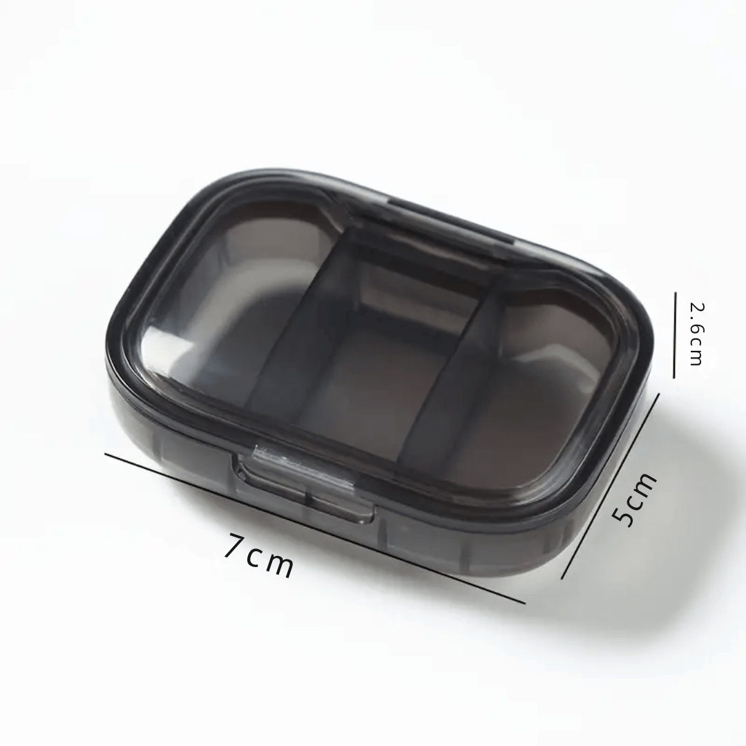 Compact Triple-Sealed Adjustable 3-Grid Mini Pill Organizer Box(Pack of 1)