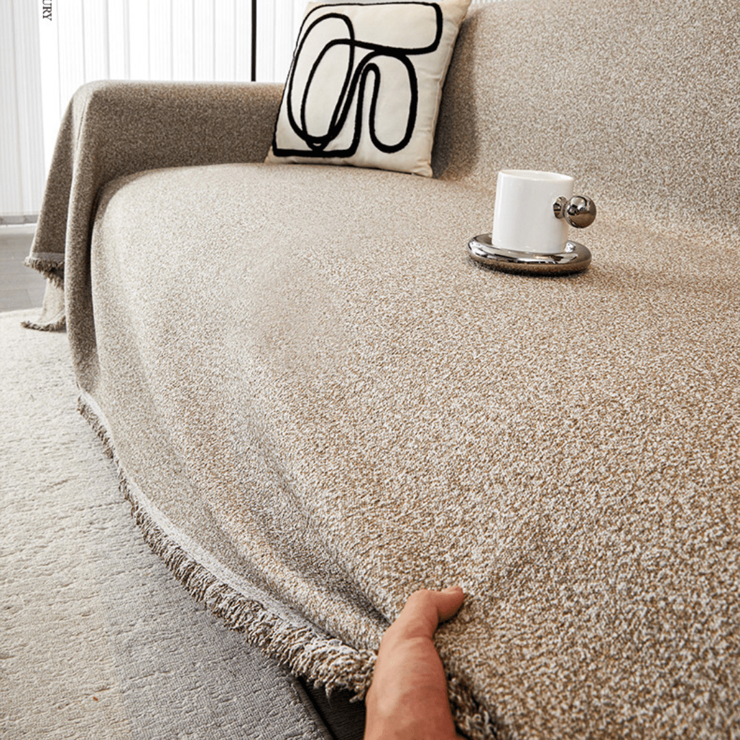 Elegance Chenille Sofa Cover : EM-SC-04 (Coffee)