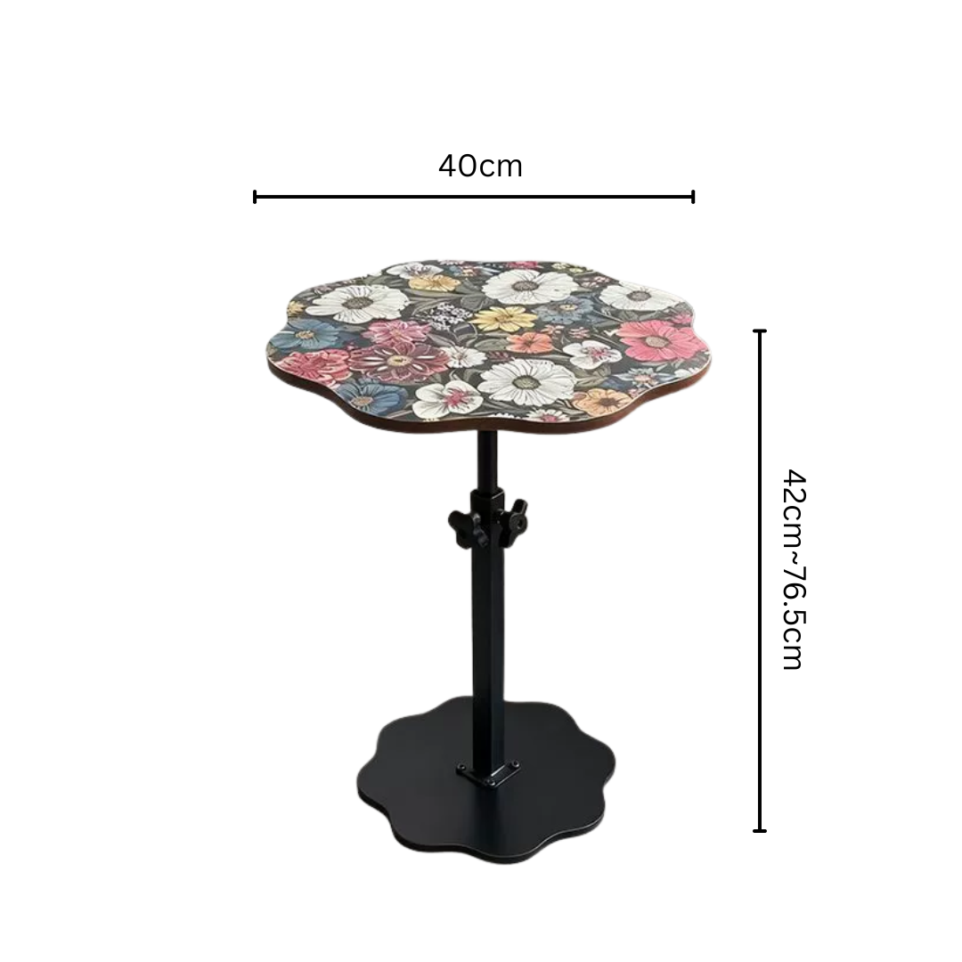 Adjustable Height Metal Floral Design Side Table