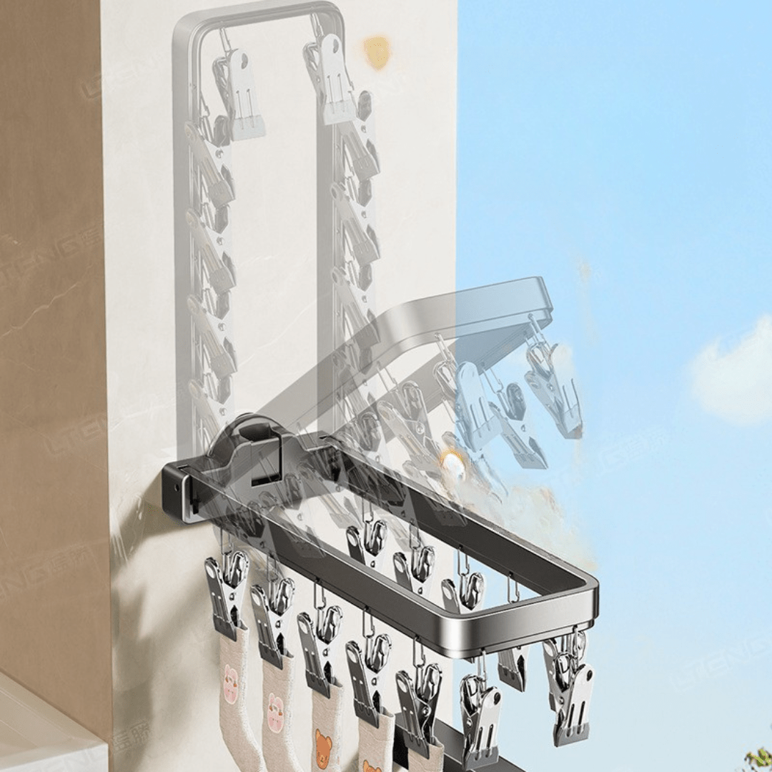Carbon Steel Foldable Suction Cup Sock Drying Rack