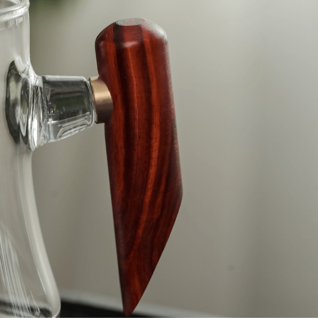 Borosilicate Glass Crescent Filter Cup with Wooden Handle(360ml)
