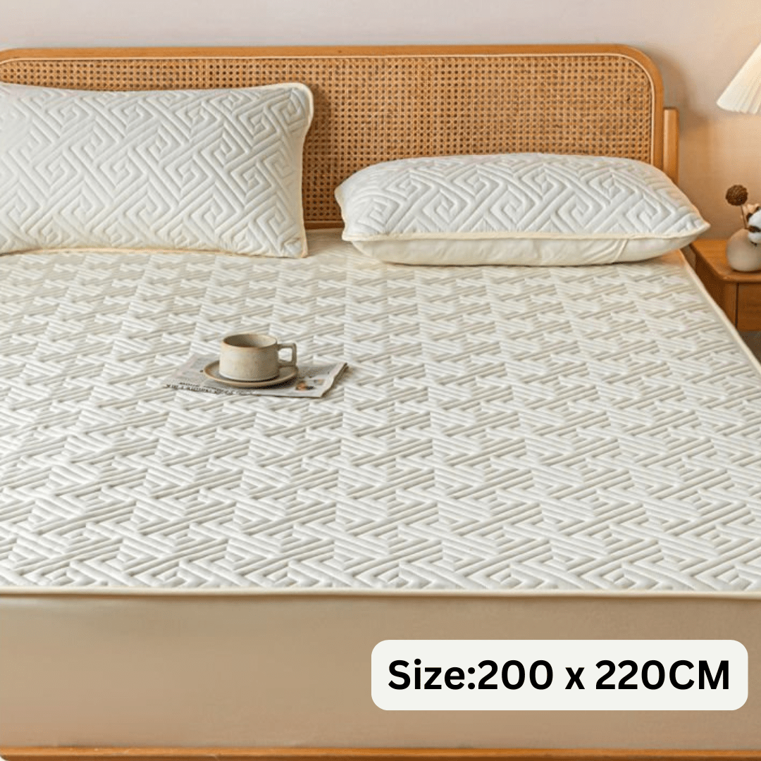 Feather Touch Quilted Bed Sheets With 2-Pillow Covers (Off-White)