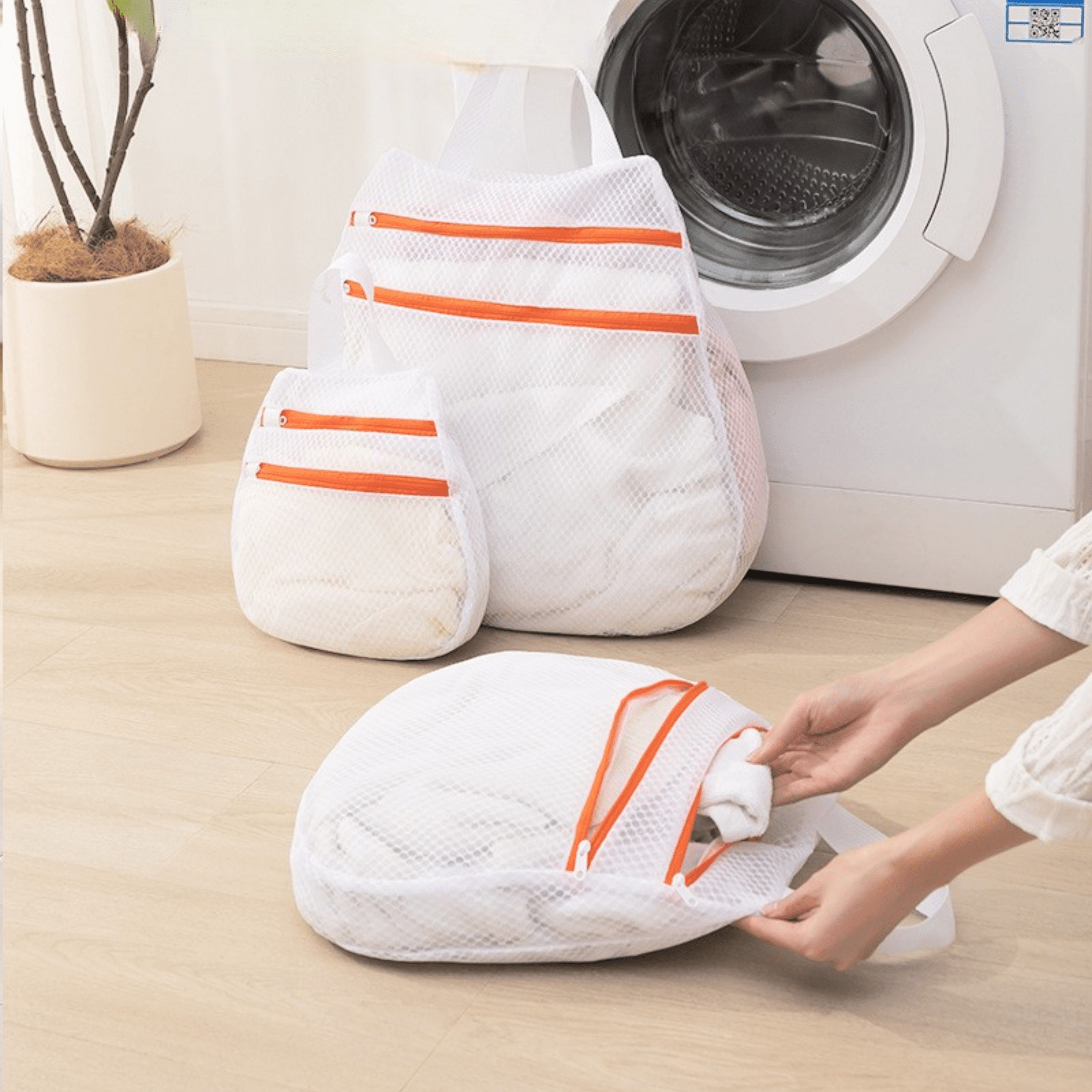 Durable Polyester Laundry Bag with Double Zipper Closure(Set of 3)