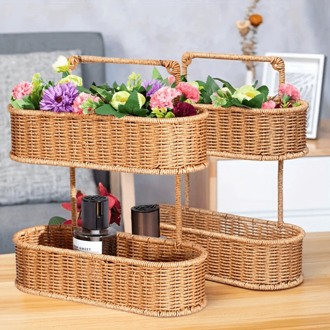 Decorative Oval Rattan Style Storage Basket