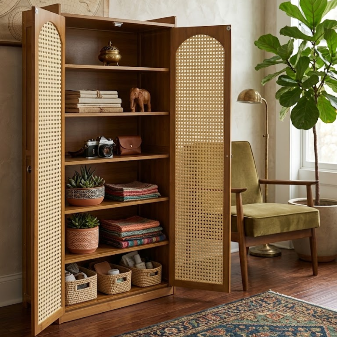 Compact Bamboo Shoe Storage Cabinet With Enclosed Side Panels