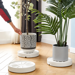 360° Wheeled Plant Pot Tray with Water Drainage Base