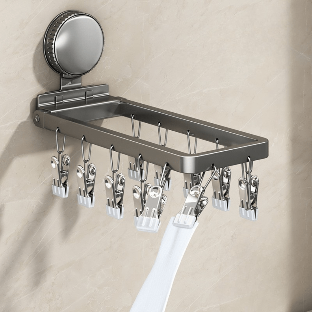 Carbon Steel Foldable Suction Cup Sock Drying Rack