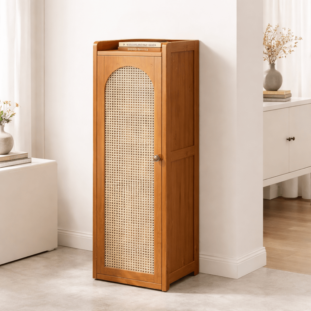 Compact Bamboo Shoe Storage Cabinet With Enclosed Side Panels