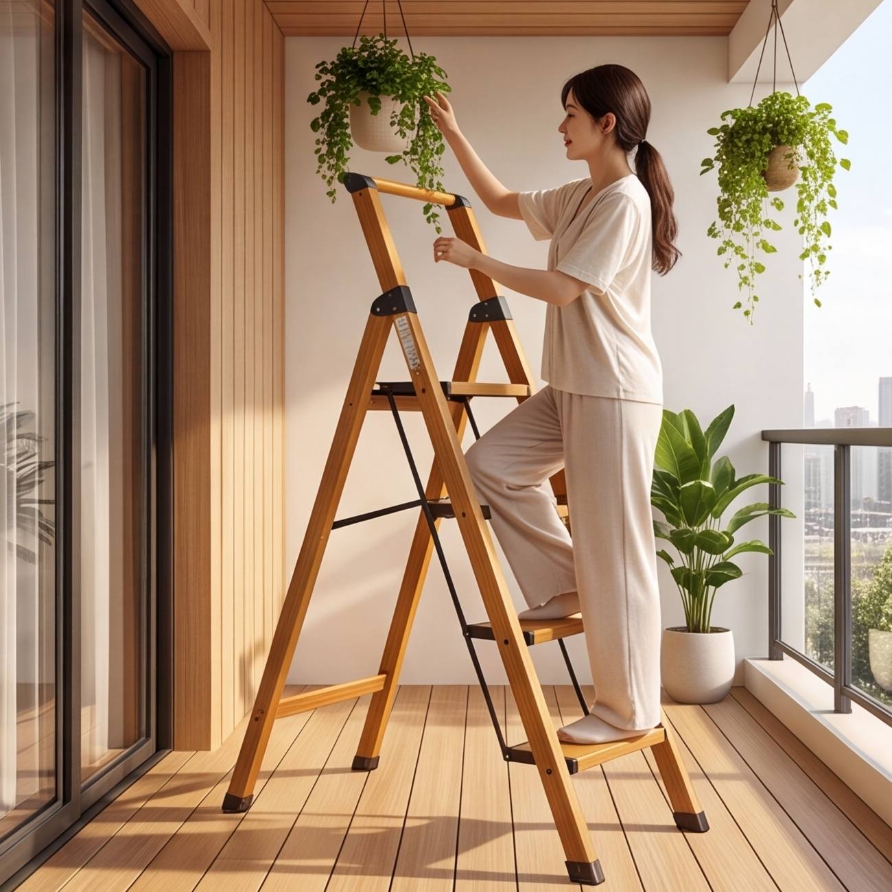 Anti-Slip Folding Ladder with Handrail