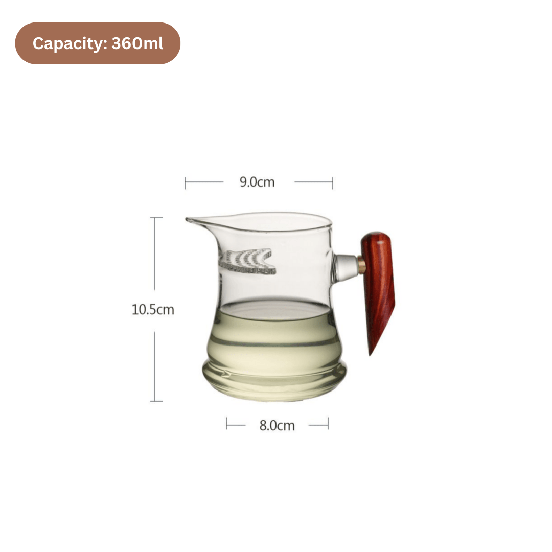 Borosilicate Glass Crescent Filter Cup with Wooden Handle(360ml)