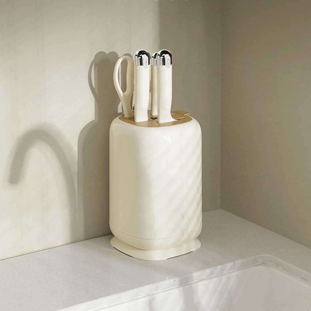 Ergonomic Stainless Steel Kitchen Knife Set with Holder