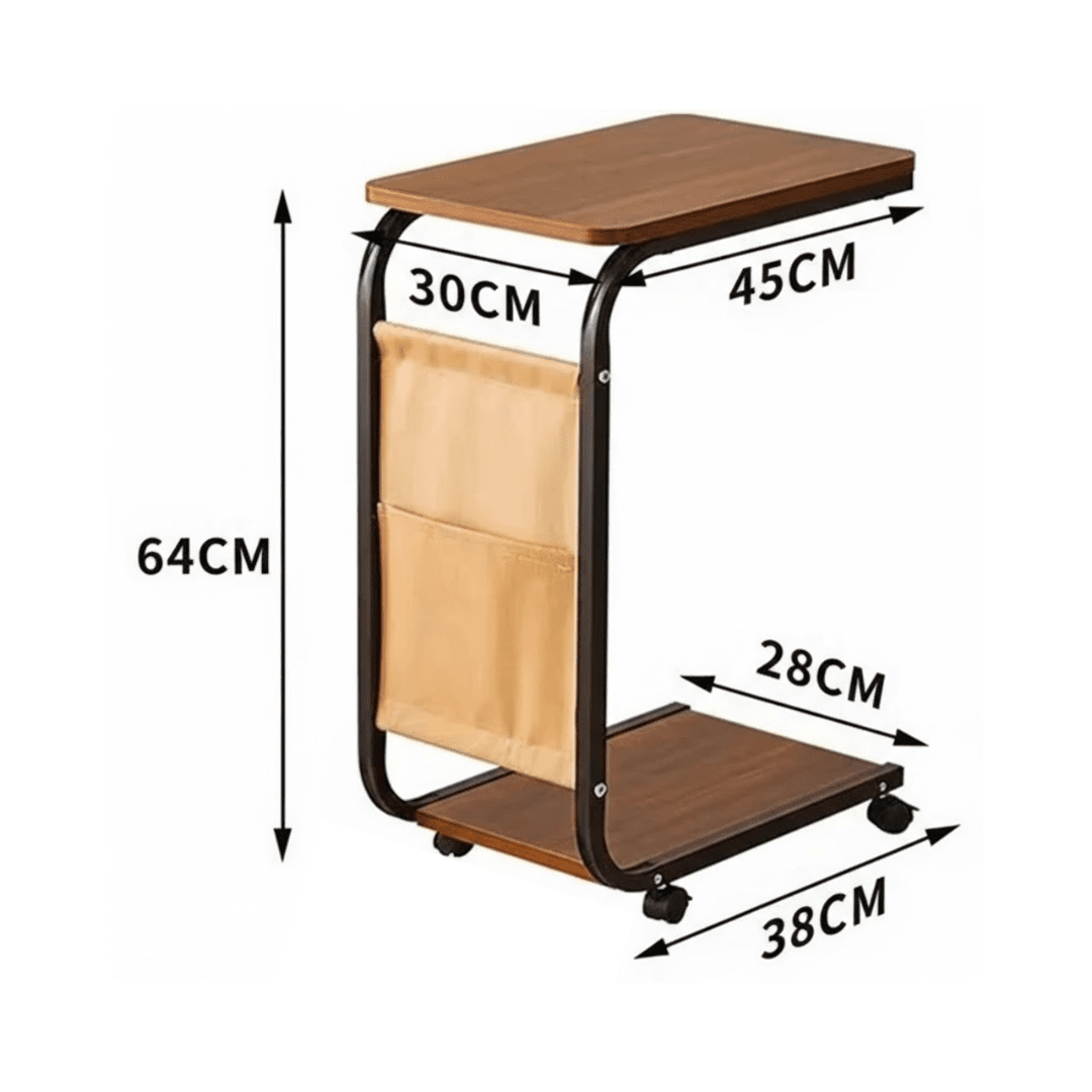 Double-Layer Wheeled Bedside Table for Modern Small Spaces