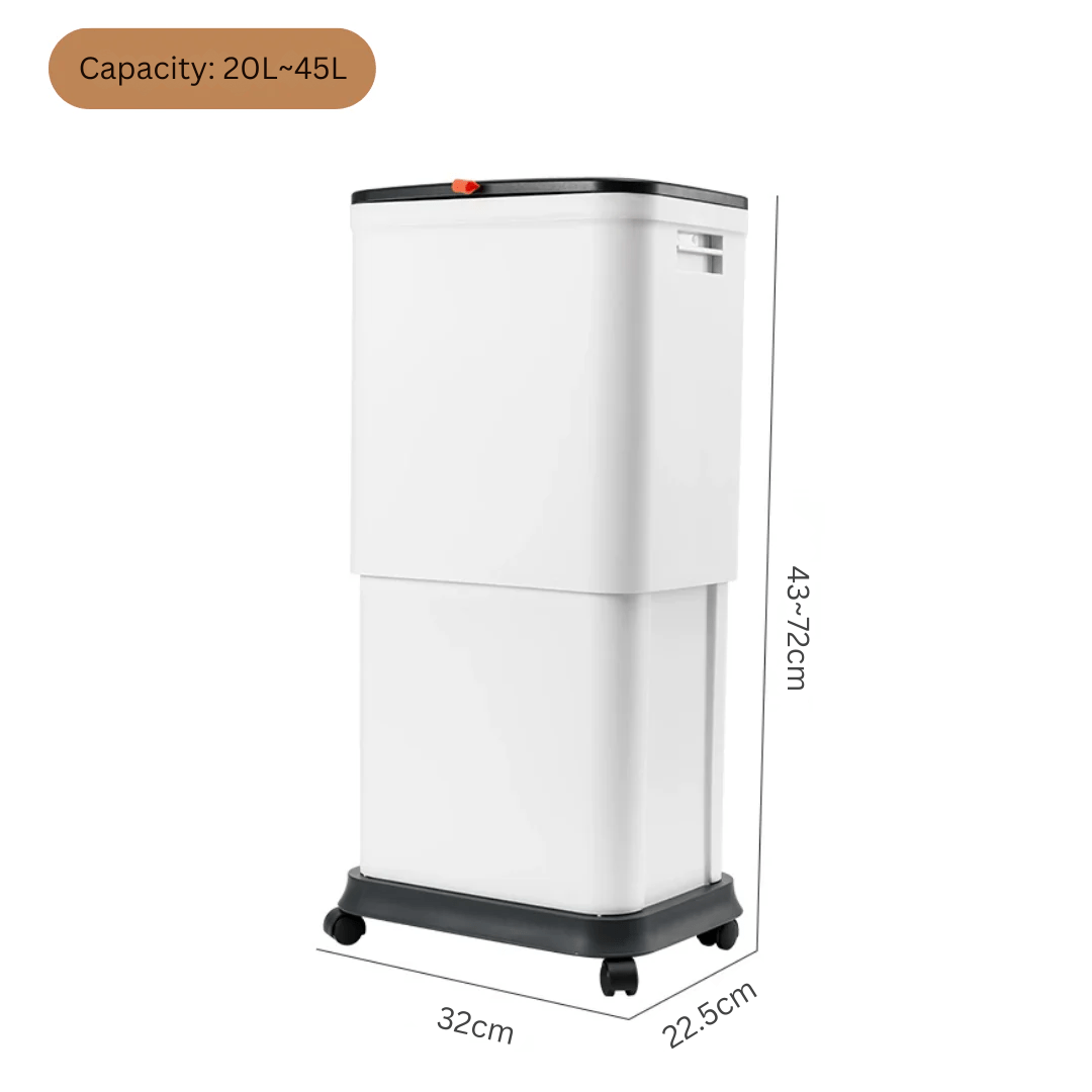 Adjustable Lifting Trash Can with Wheels and Sealed Lid(45L)