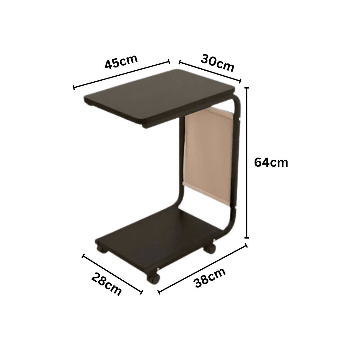 Double-Layer Wheeled Bedside Table for Modern Small Spaces