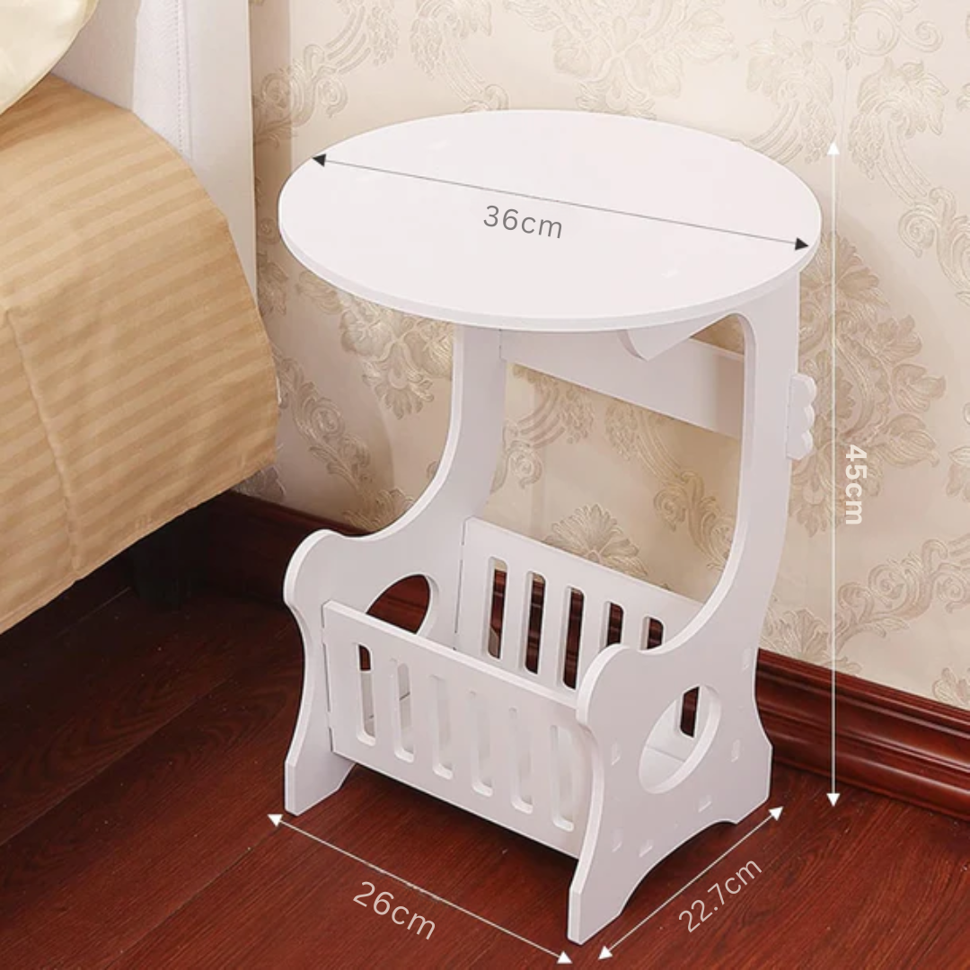 European Style White Round Side Table for Living Room