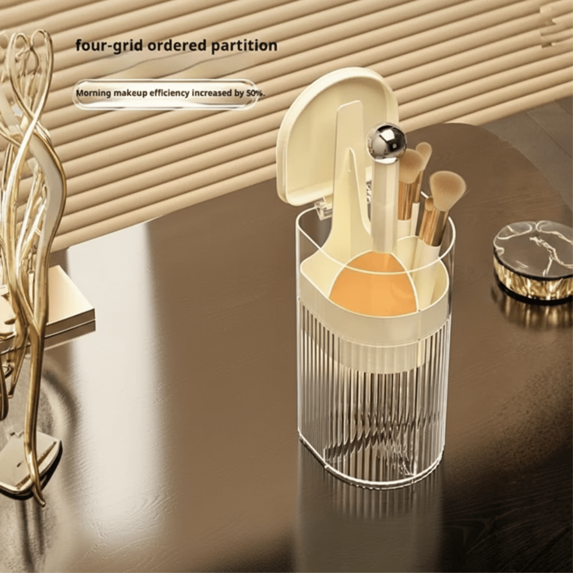 Cosmetic Brush Storage Cylinder with Automatic Lifting Mechanism