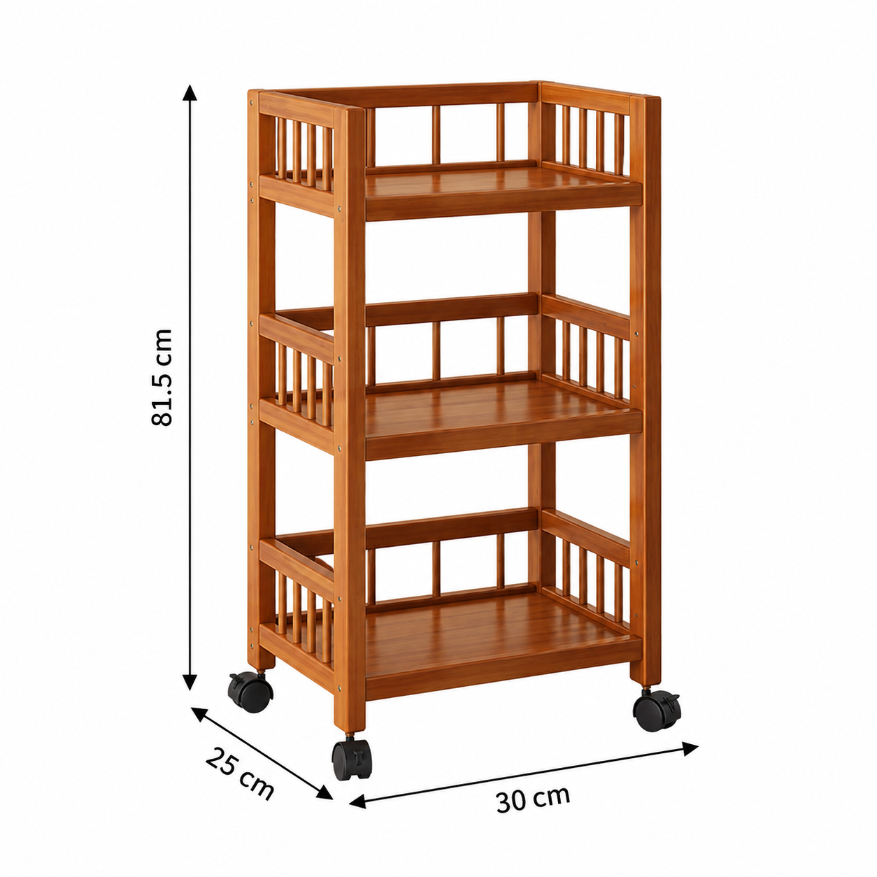 Floor-Standing Bookshelf Storage Rack with Wheels