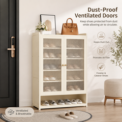 Dust-Proof Bamboo Shoe Storage Cabinet with Doors